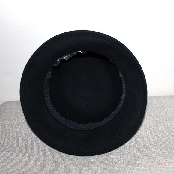EC CUTE LADIES FILIPPO CATARZI 100% WOOL HAT WITH LEATHER BAND - BLACK - Picture 6 of 7